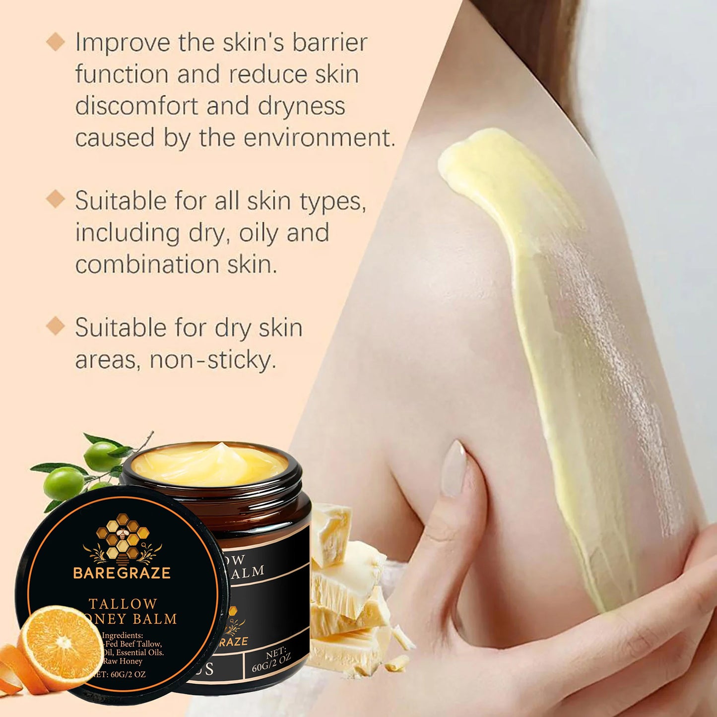 Baregraze Beef Tallow with Honey