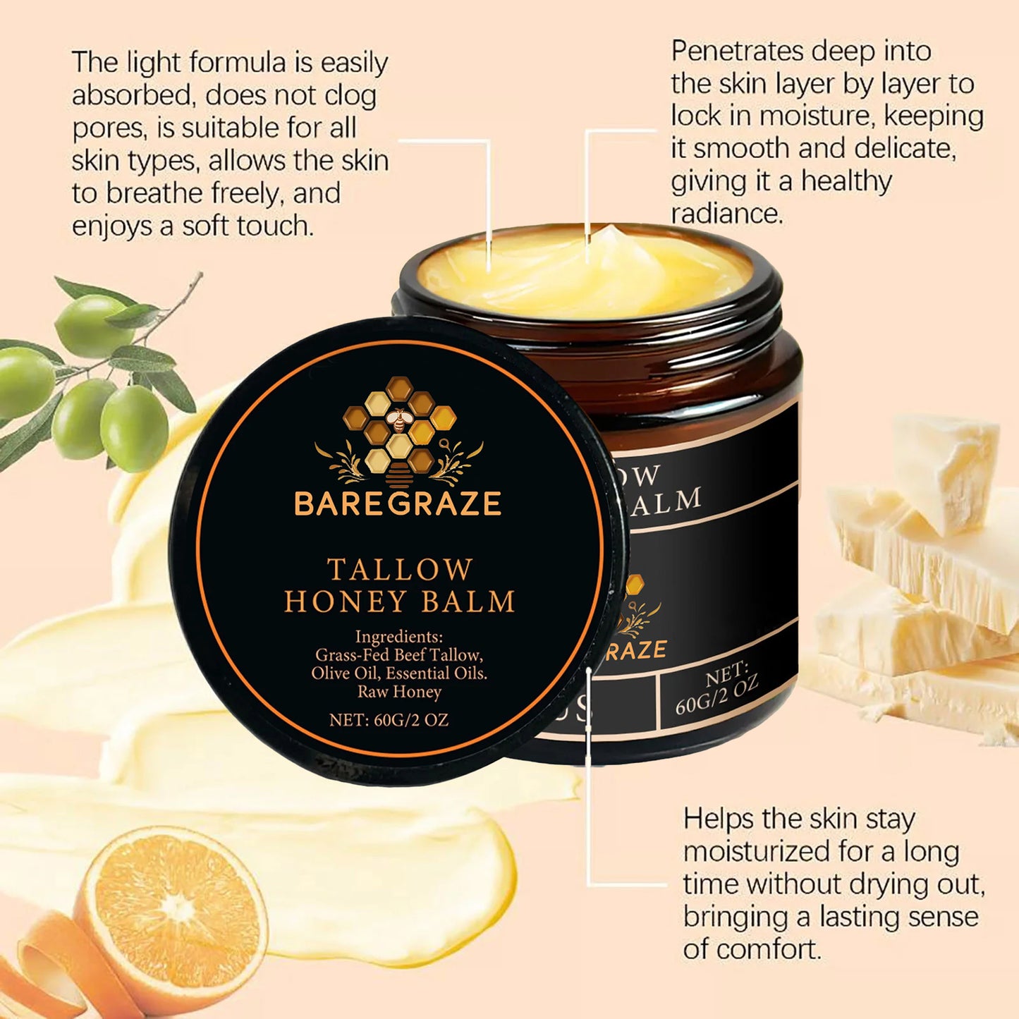 Baregraze Beef Tallow with Honey